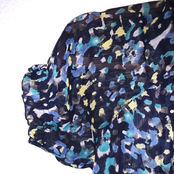 🌸 5 for $25 EUC Colorful Tie front Ruffle blouse - Picture 3 of 5